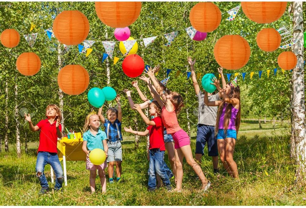 BEISHIDA Orange Round Paper Lanterns Decorative Hanging Asia Chinese Japanese Paper Lanterns Lamp for Birthday Wedding Halloween Baby Bridal Shower Fall Home Decor Party Decoration（10 Packs）