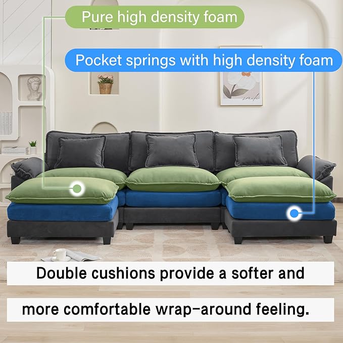Oprisen 120" Modular Sectional Sofa, Comfy Cloud Couch Sectional Sofa - Image 3