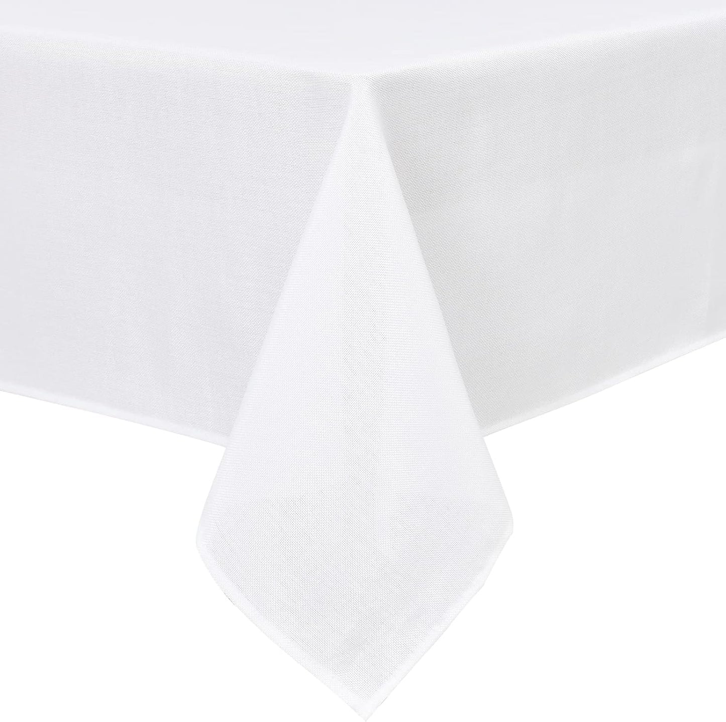 Hiasan Faux Linen Rectangle Tablecloth - Wrinkle and Stain Resistant Washable Table Cloth for Kitchen Dining Room Holiday Table Cover for Party Dinner, White, 52 x 70 Inch