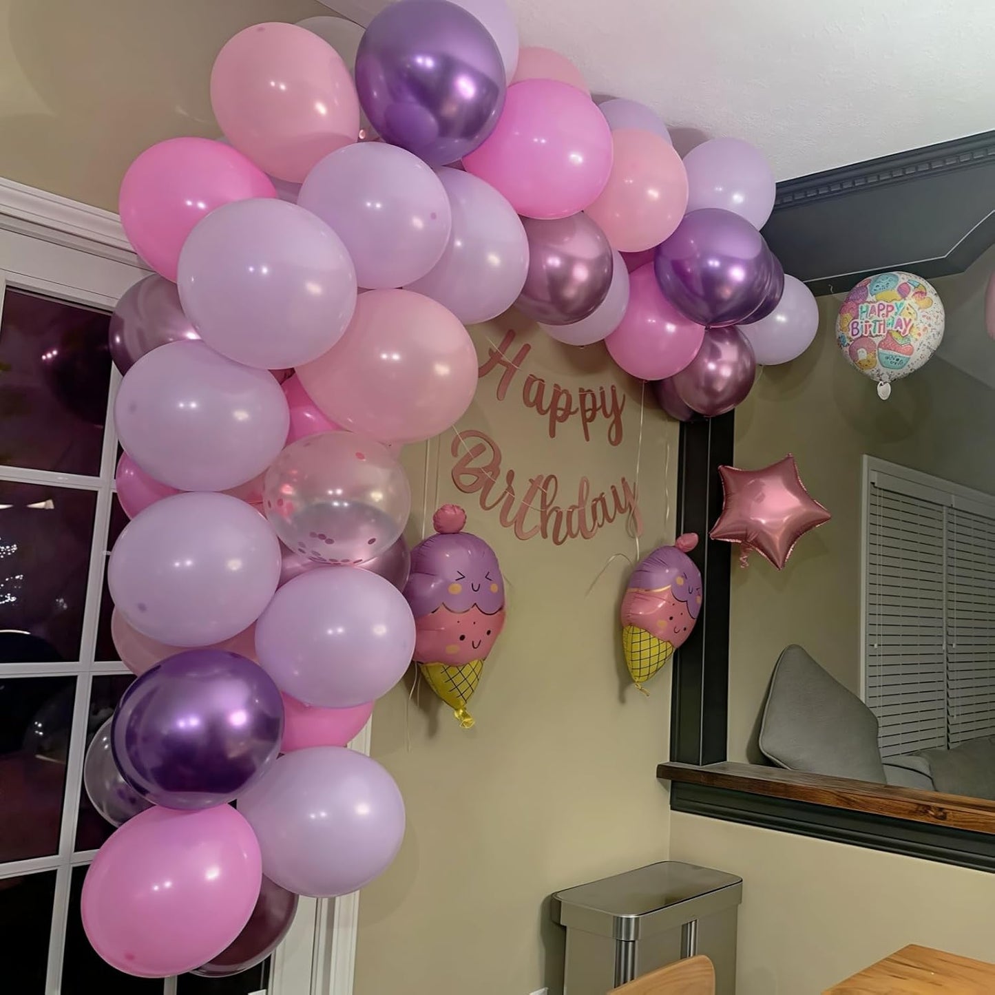 Pink and Purple Balloon, 60Pcs 12 Inch Pastel Macaron Hot Pink Light Pastel Purple Latex Balloon with Metallic Balloons Confetti Balloons for Women Birthday Bridal Baby Shower Wedding Party Decoration