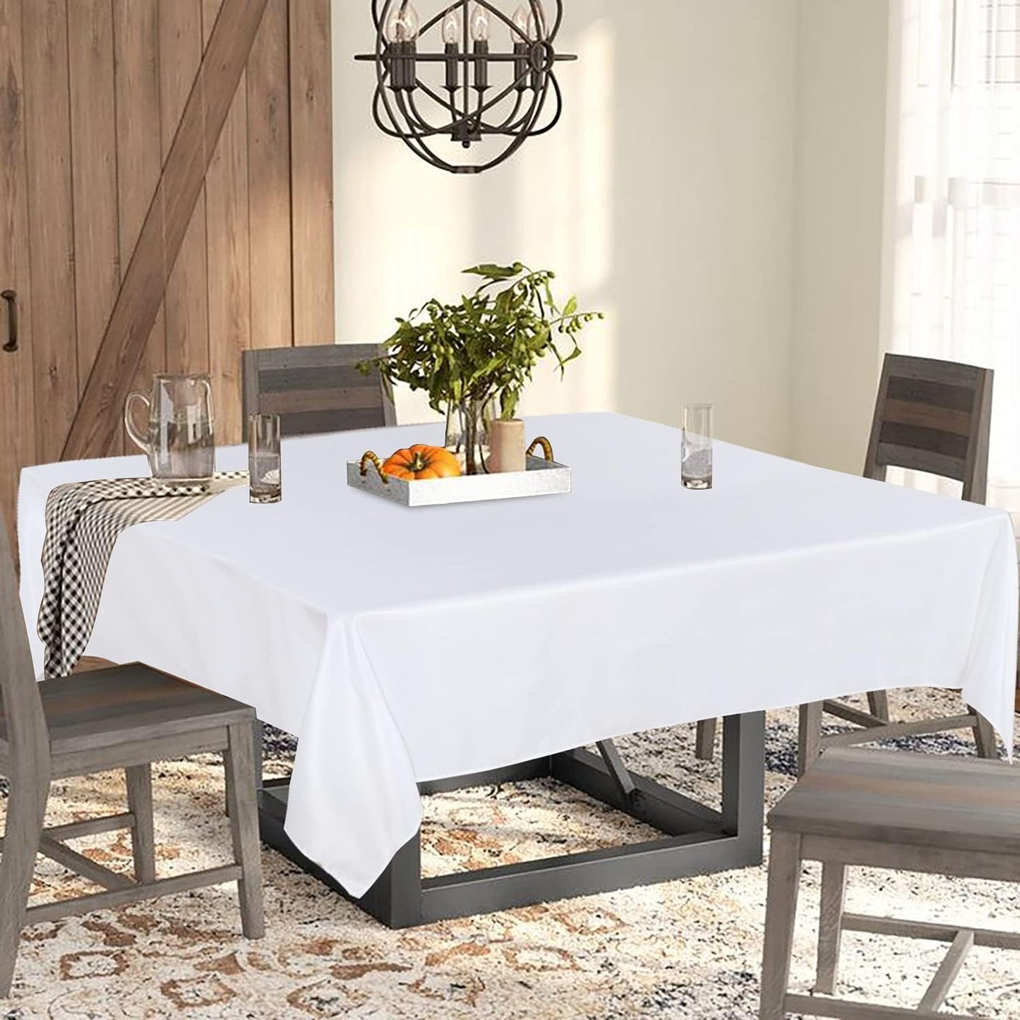 Fitable Square Tablecloth 54x54 inch Tablecloth Stain and Wrinkle Resistant Washable Polyester Table Cloth for Buffet Parties and Camping, White