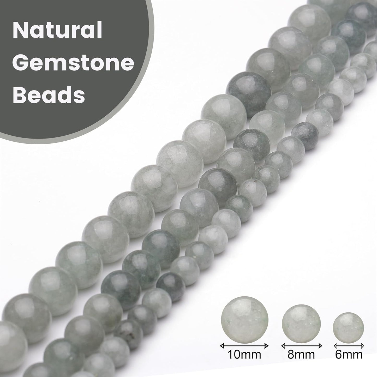 8mm Natural Stone Beads for Jewelry Making,Burmese Jade Polished Smooth Round Gemstone Beads for Bracelet Necklace 15 Inch