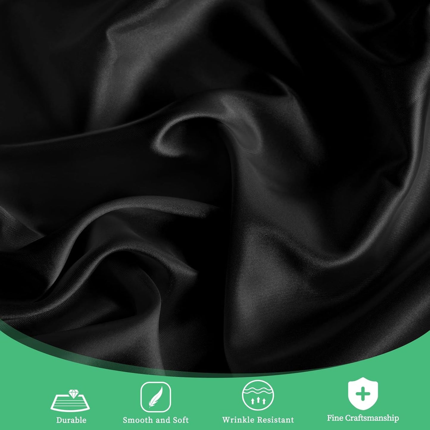 fani 12 Pack 120 Inch Black Satin Tablecloth - Premium Bright Silky Round Tablecloth Overlay Smooth Fabric Table Cover, Table Decoration for Wedding Party Banquet Events Restaurant Kitchen Dining