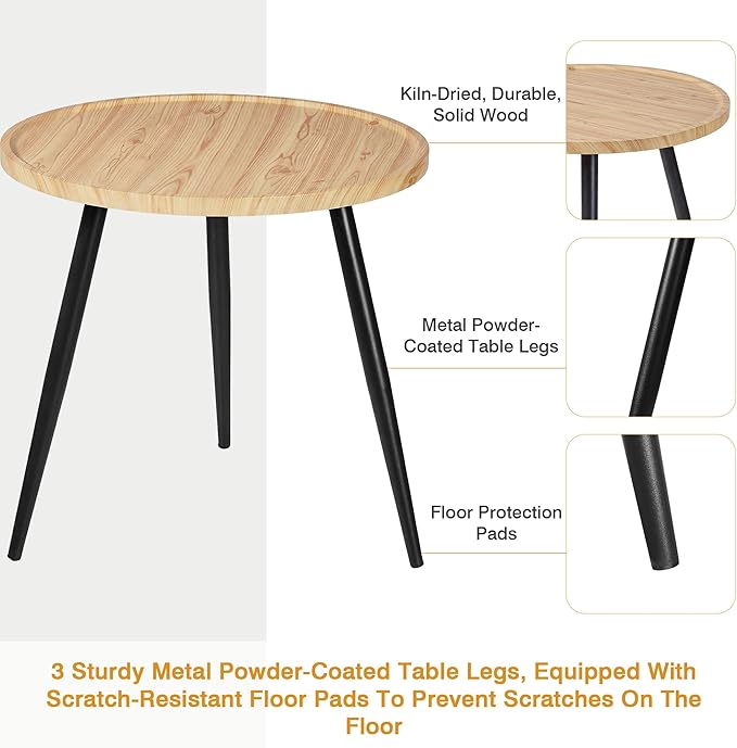 VECELO Modern Side Table, Round Small End Table, Exclusively Designed - Image 6