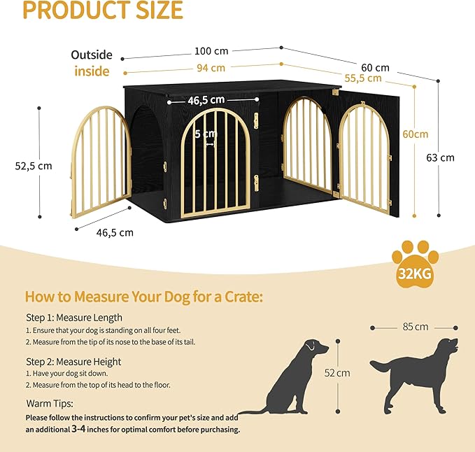 Hzuaneri 39.4" Wooden Dog Crate Furniture, Indoor Dog Kennel Dogs Cage - Image 2