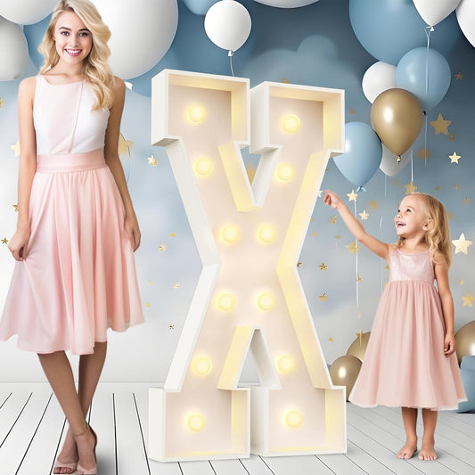 Ledido Marquee Letters 4FT Light Up Letter Marquee Lights Sign, 4 Feet Tall Large Light Up Signs Alphabet Letters Party Lights Decoration for Birthday Graduation Baby Shower Wedding Letter X