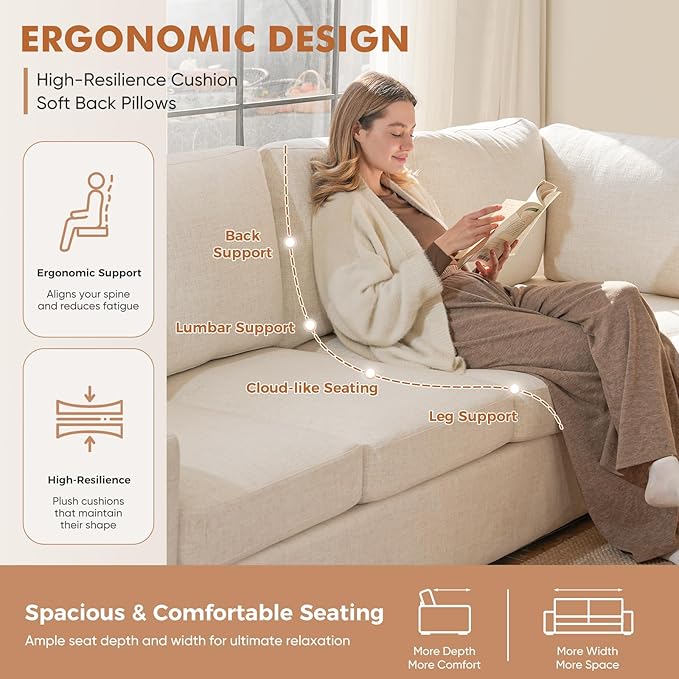 ABCASA Oversized Modular V Shaped Sectional Couches - Image 6