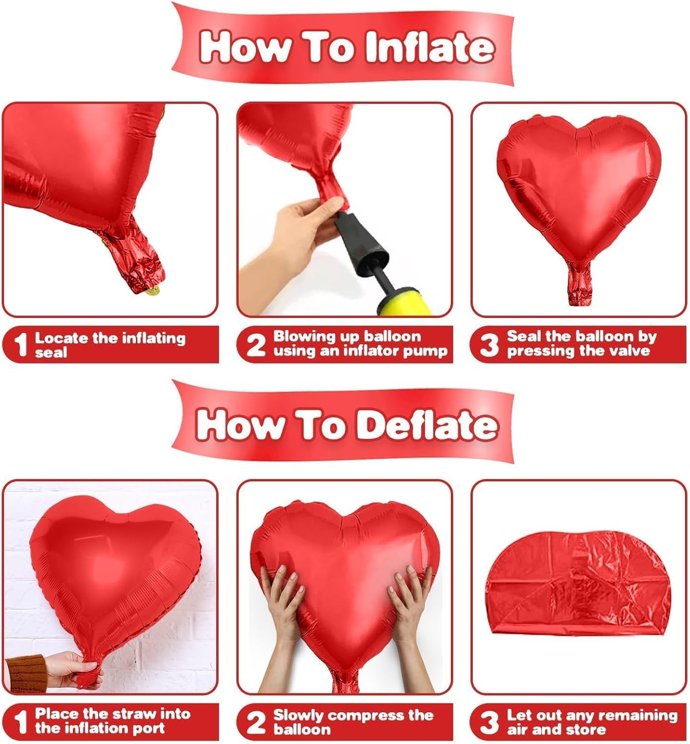 Red Heart Balloons,12Pcs 18 Inch Red Foil Love Heart Shaped Balloons for Girl Valentines Day Birthday Wedding Engagement Anniversary Party Celebration Baby Shower Decorations