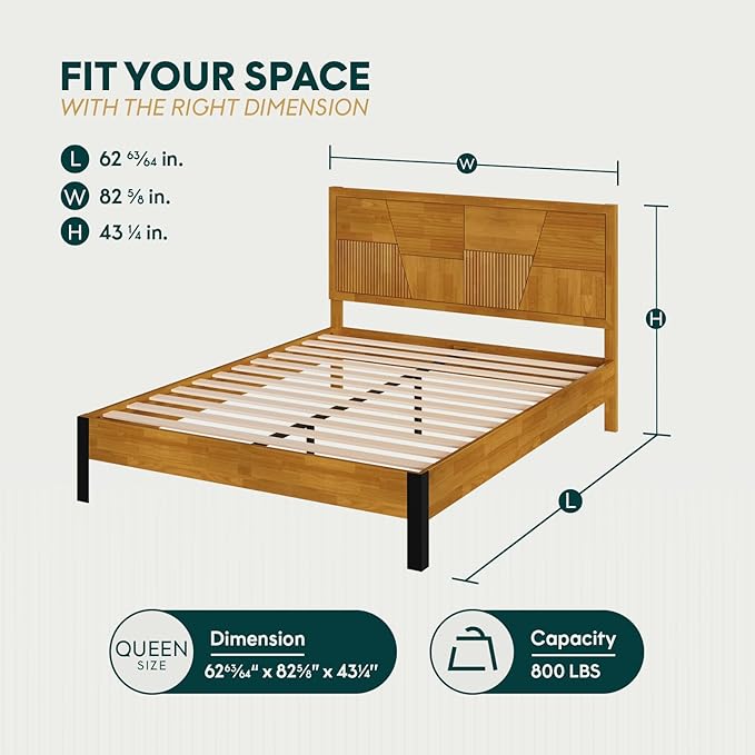Bme Trapeze Queen Bed Frame – Modern Solid Wood Bed - Image 2