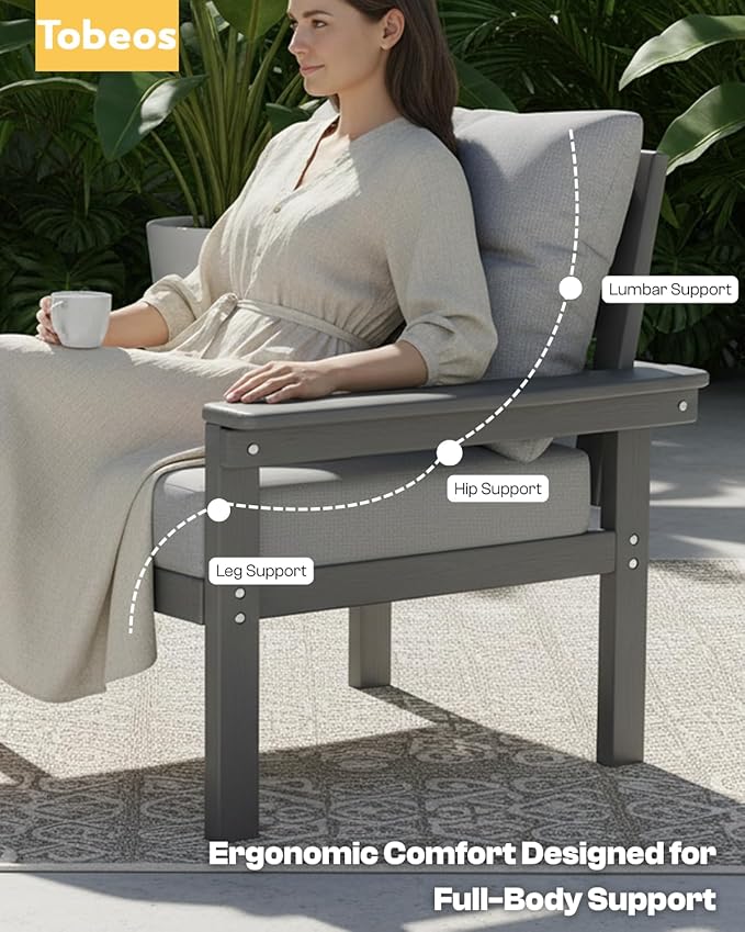 HDPE 4 Piece Patio Furniture Set, All-Weather Outdoor Couch - Image 2