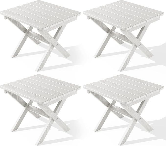 SERWALL Folding Outdoor Side Table Set of 4, Small Adirondack Side Table by SERWALL