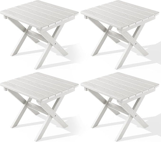 SERWALL Folding Outdoor Side Table Set of 4, Small Adirondack Side Table by SERWALL
