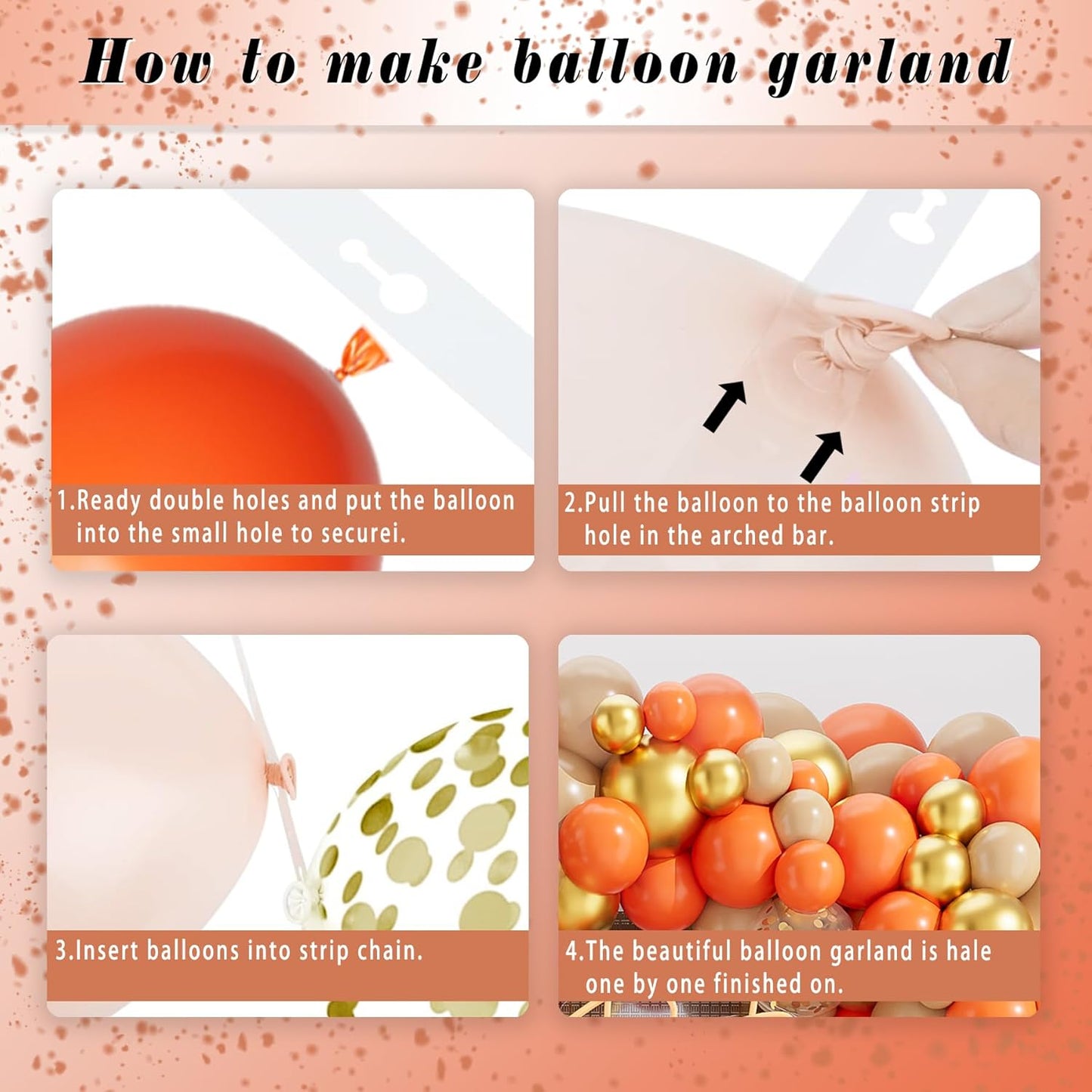 Gold Orange Balloons Garland Arch Kit,127 Piece Confetti Latex Metal Aluminum Foil Balloons for Birthday Baby Shower Party Decor Supplies