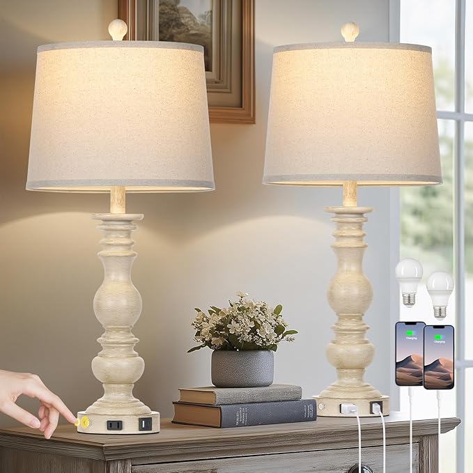 Cinkeda 28" Farmhouse Table Lamps Set of 2 - Image 7
