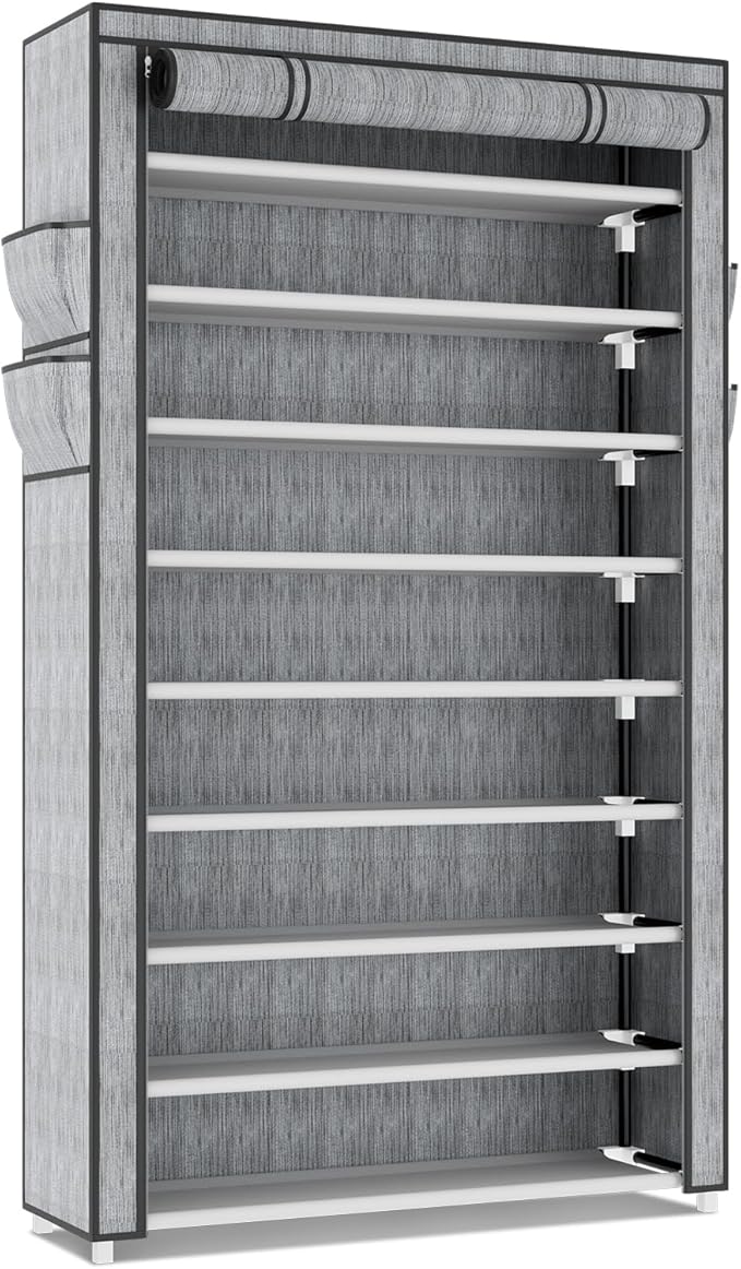LANTEFUL Shoe Rack with Covers 10 Tier Tall Shoe Rack Organizer Large Capacity - Image 9