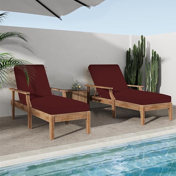 Chaise Lounge Cushions Outdoor, 4 Adjustable Ties Lounge Chair Cushions - Image 7