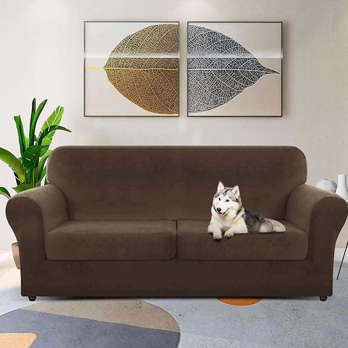 ZNSAYOTX Oversized Velvet 3 Piece Couch Cover - Image 2