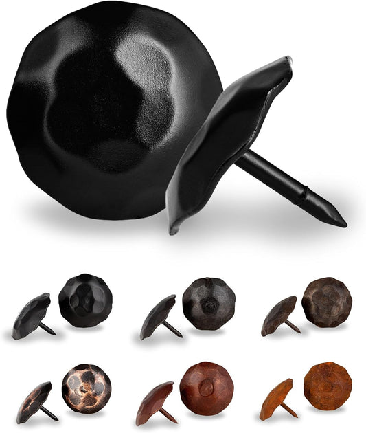10 Pack 1.25" Round Head Iron Clavos Decorative Nails – Black – Handmade Rustic Round Fasteners for Farmhouse Shutters, Faux Wood Beams, Barn Doors, Shutters, Gates – Ornamental Wood Accent