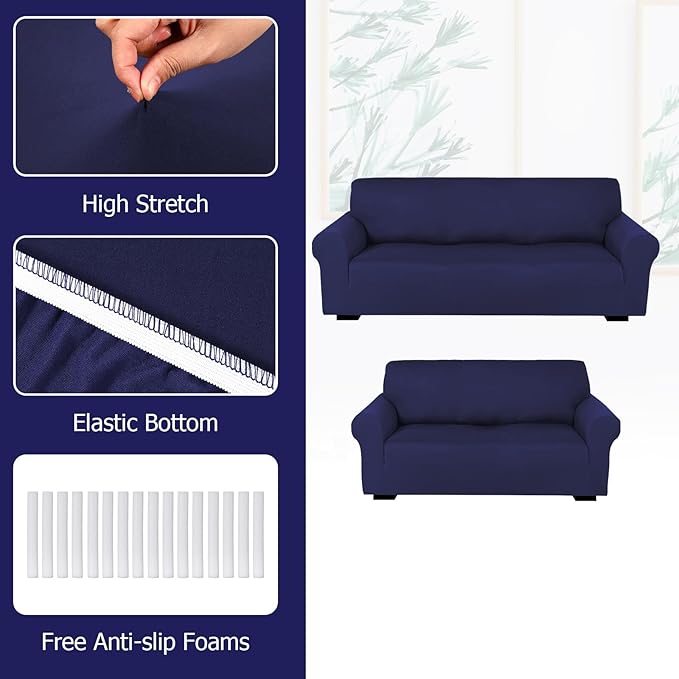 Peryiter 2 Pcs Sofa Covers Couch and Loveseat Covers Set Stretch Sofa Slipcover - Image 4