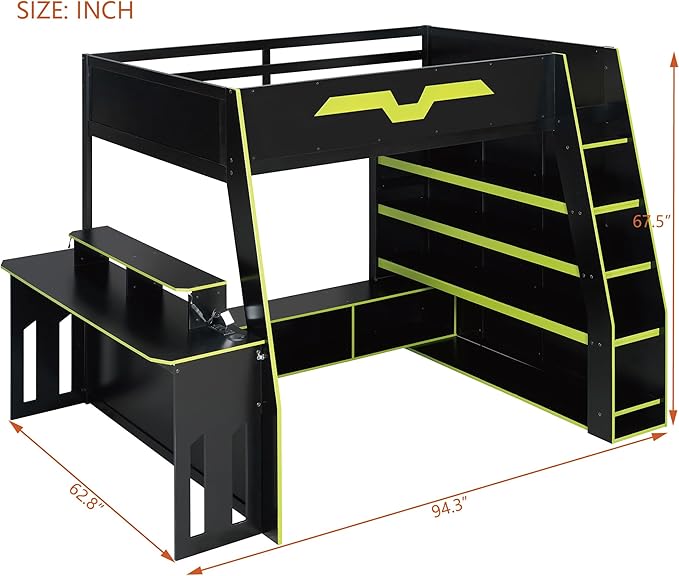 Full Size Wood Esports Loft Bed - Image 2