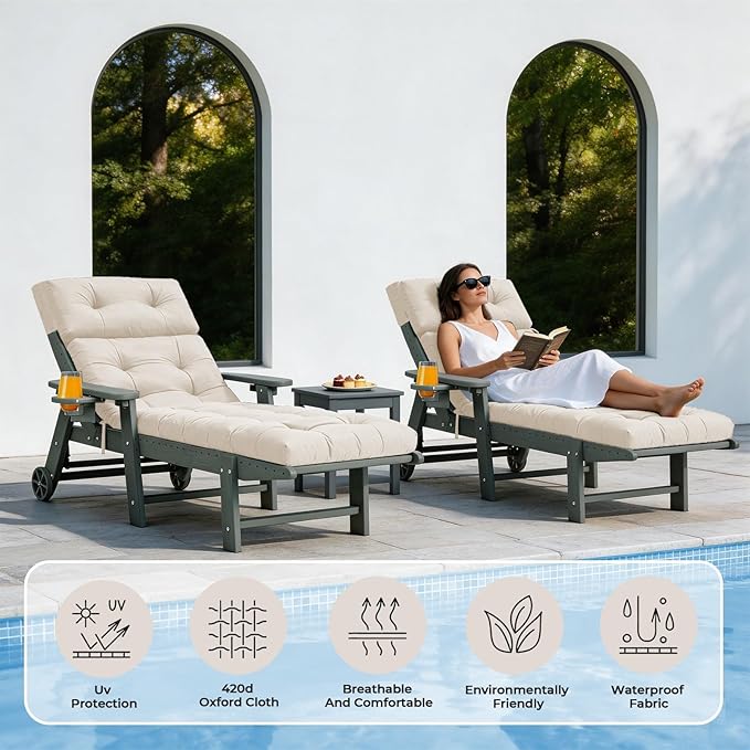 Outdoor Chaise Lounge Cushion, Waterproof 74.4x22x4.7 Inch Thick Cotton Filled - Image 7