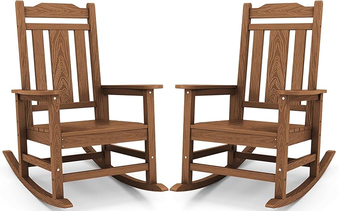 SERWALL Oversized Rocking Chair Set of 2 Outdoor, HDPE Outdoor Rocking Chairs by SERWALL