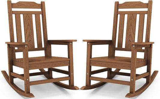 SERWALL Oversized Rocking Chair Set of 2 Outdoor, HDPE Outdoor Rocking Chairs by SERWALL