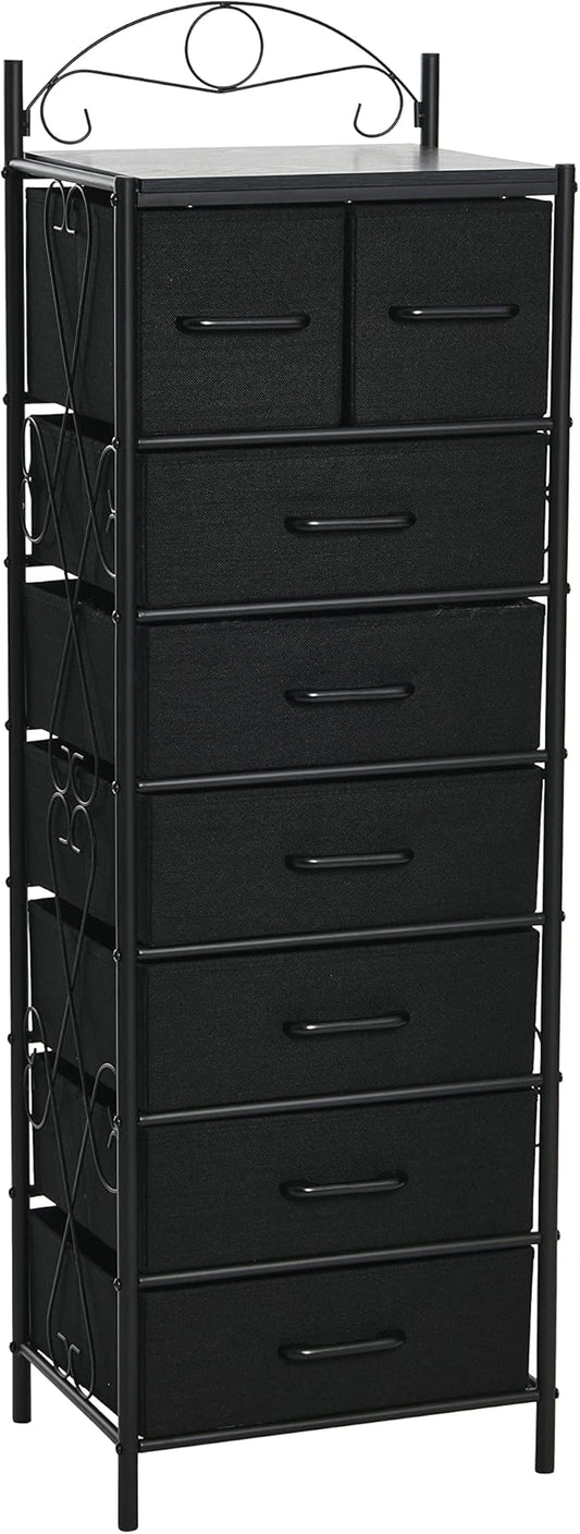 Household Essentials Black Oak & Iron Eight-Drawer Tower by HouseholdEssentials