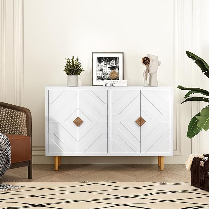 HLR 48'' Buffet Cabinet with 4 Doors and Shelves, Modern Credenza Storage - Image 3