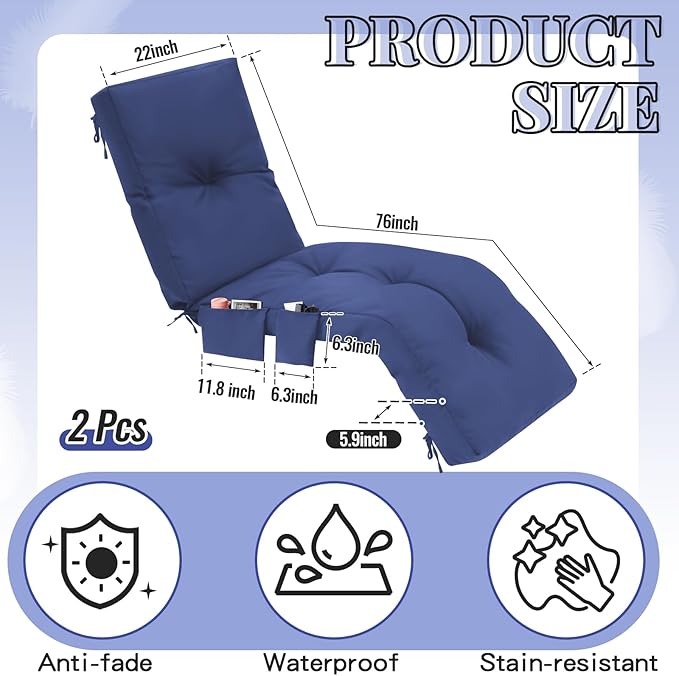 Outdoor Chaise Lounge Cushions - Image 2