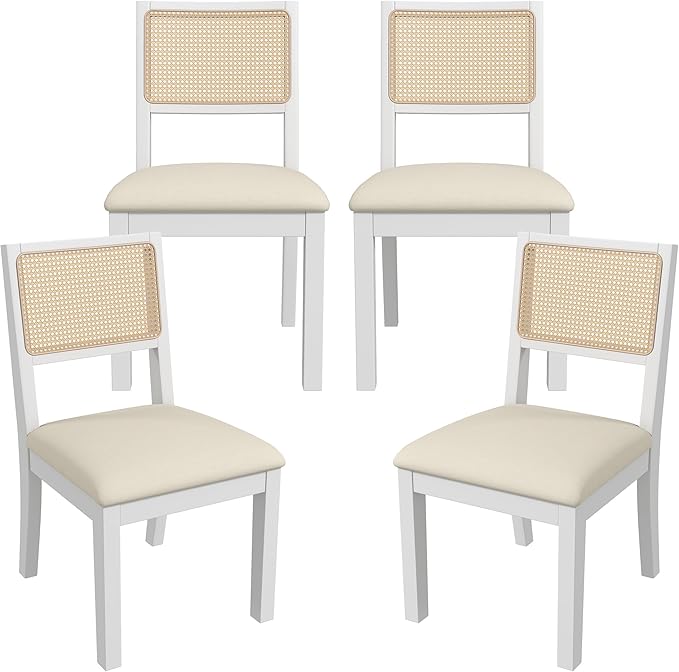 Westice Rattan Dining Chairs Set of 4, Farmhouse Natural Dining Room Chairs by ChairsforHomeLivingRoom