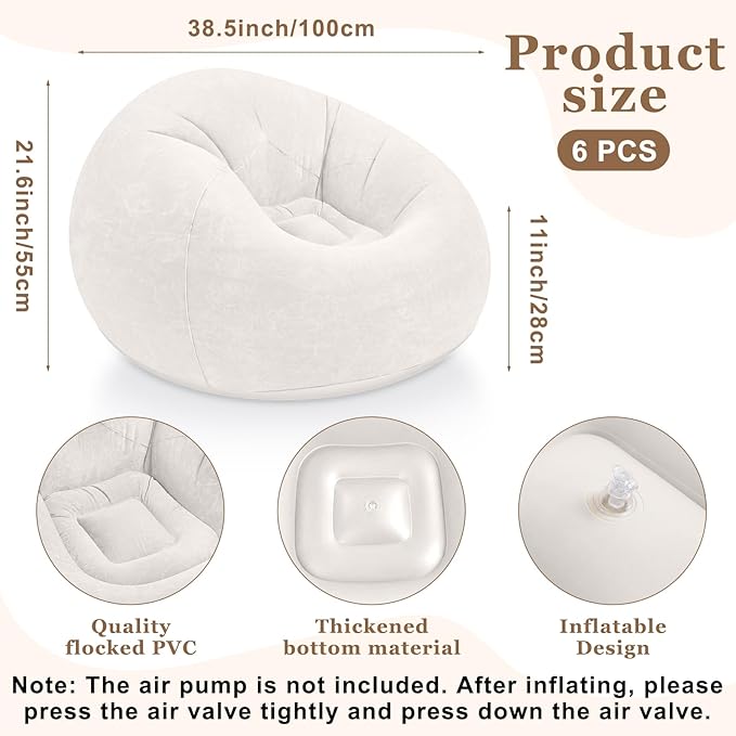 Realspring Inflatable Bean Bag Chairs Outdoor Blow up Camping Chairs Inflatable - Image 2