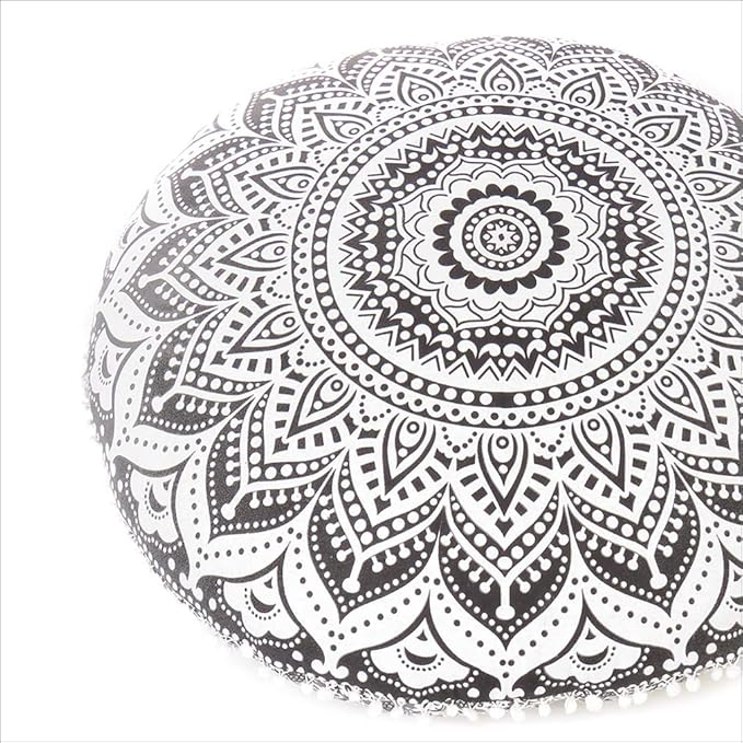 Mandala Floor Pillow Cover Meditation Cushion Seating Throw Hippie Round by EyesofIndia
