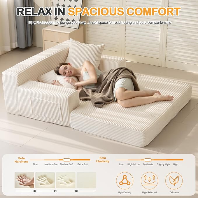 Erament Convertible Sofa Bed, Loveseat Folding Floor Futon Sleeper Sofa Couch - Image 6
