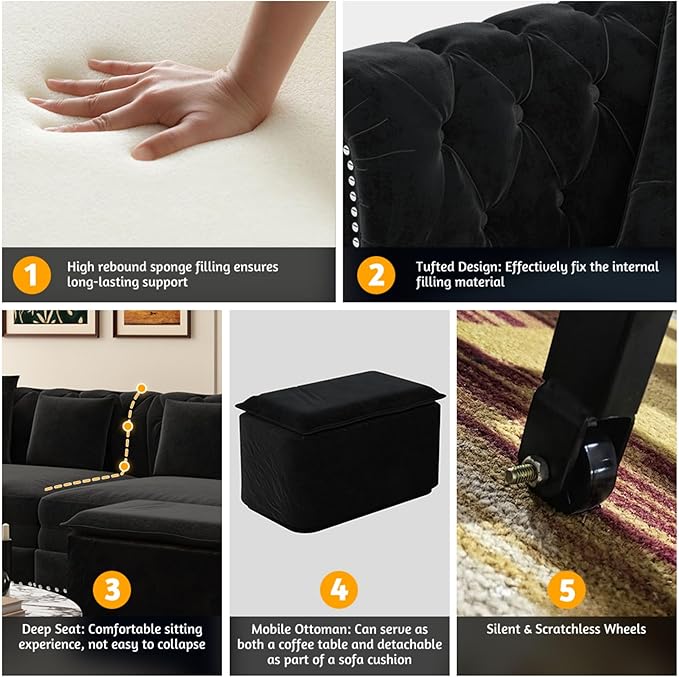 89" Velvet Convertible Sofa Bed Couch - Image 3