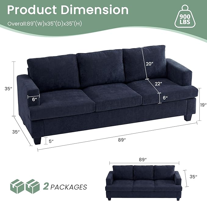 YOUDENOVA Sofa, Modern Comfy Couches - Image 2
