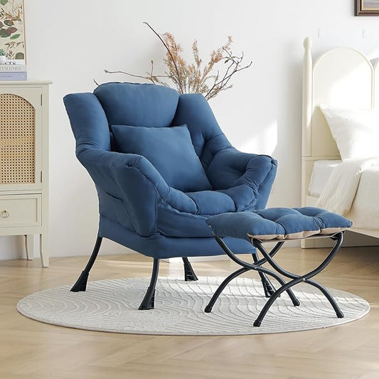 Lazy Chair with Ottoman, Reading Chair with a Pillow, Leisure Sofa Armchair by HomeEastllyHome