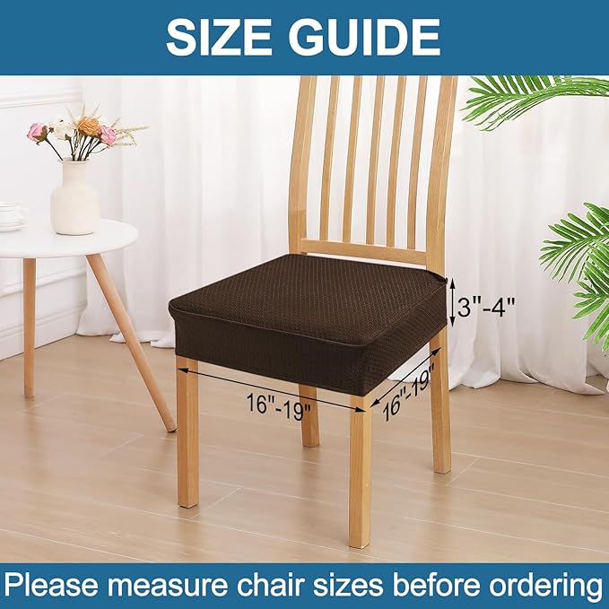 Smiry Waterproof Seat Covers for Dining Room Chairs Set of 2, Stretch Jacquard - Image 2