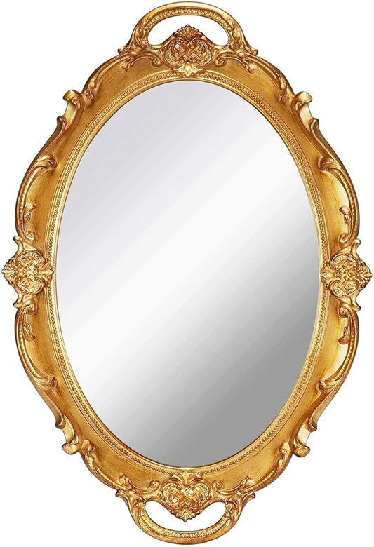 YCHMIR Vintage Mirror Small Wall Mirror Hanging Mirror 14.5 x 10 inchs Oval Gold by YCHMIR
