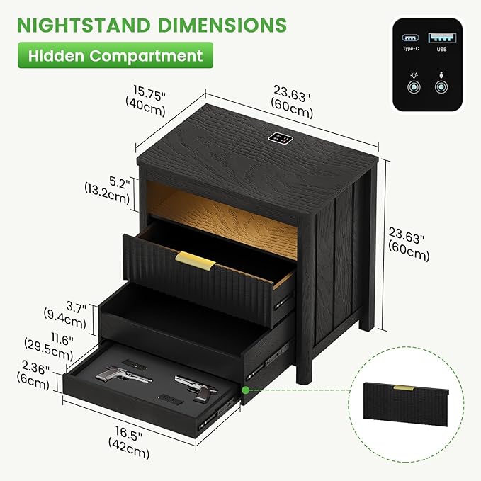 WOOVIVS End Table with Gun Drawer - Image 3