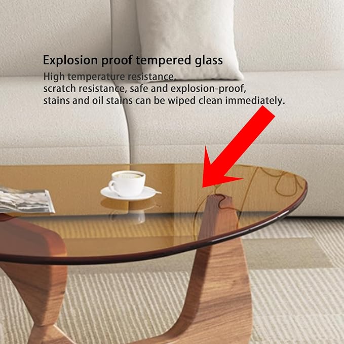 EASYSOUL Modern Glass Coffee Table, 44.88" D x 32.28" W x 15.75" H, Abstract - Image 3