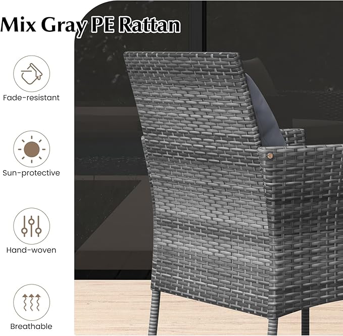 Tangkula 3-Piece Patio Furniture Set, PE Wicker Conversation Bistro Set w/A - Image 6