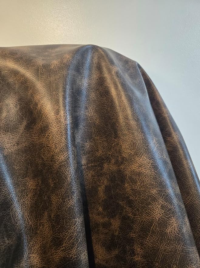 Brown Vintage Distressed Soft Faux Leather Fabric PU Peta Approved Vegan - Image 7