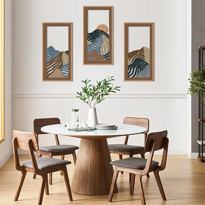 IARTTOP Abstract Mountain Wood Framed Wall Art 8x16 Inch Set of 3 Textured - Image 7
