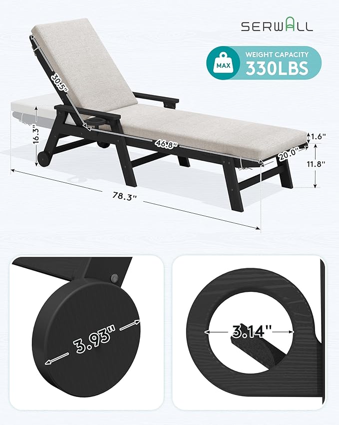 SERWALL Outdoor Chaise Lounge Set of 2 - Image 3