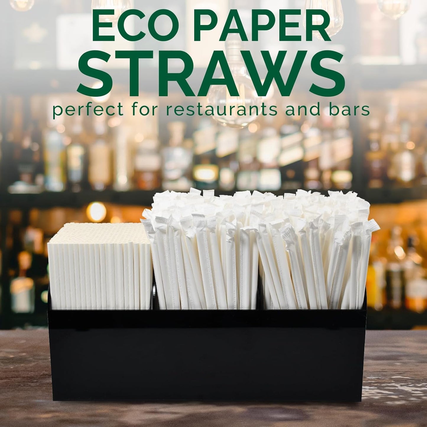 7.75 Inch Disposable Paper Drinking Straws Bulk Individually Wrapped, 0.24" Dia. (Plain White, 400 ct.) - Biodegradable and Compostable