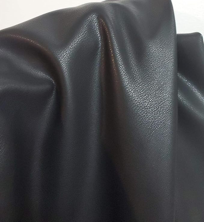 NAT Leathers | Black Thin Garment 0.6 mm Soft Faux Vegan Leather PU | 10 Yards by NATLeathers