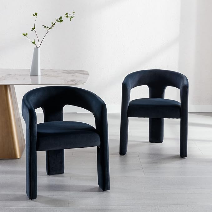 BESTANO Set of 6 Modern Velvet Fabric Upholstered Dining Chairs - Image 6