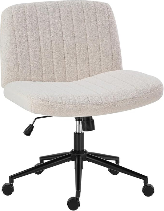 OLIXIS Criss Cross Chair with Wheels Wide Cross Legged Office Desk Vanity Chair by OLIXIS