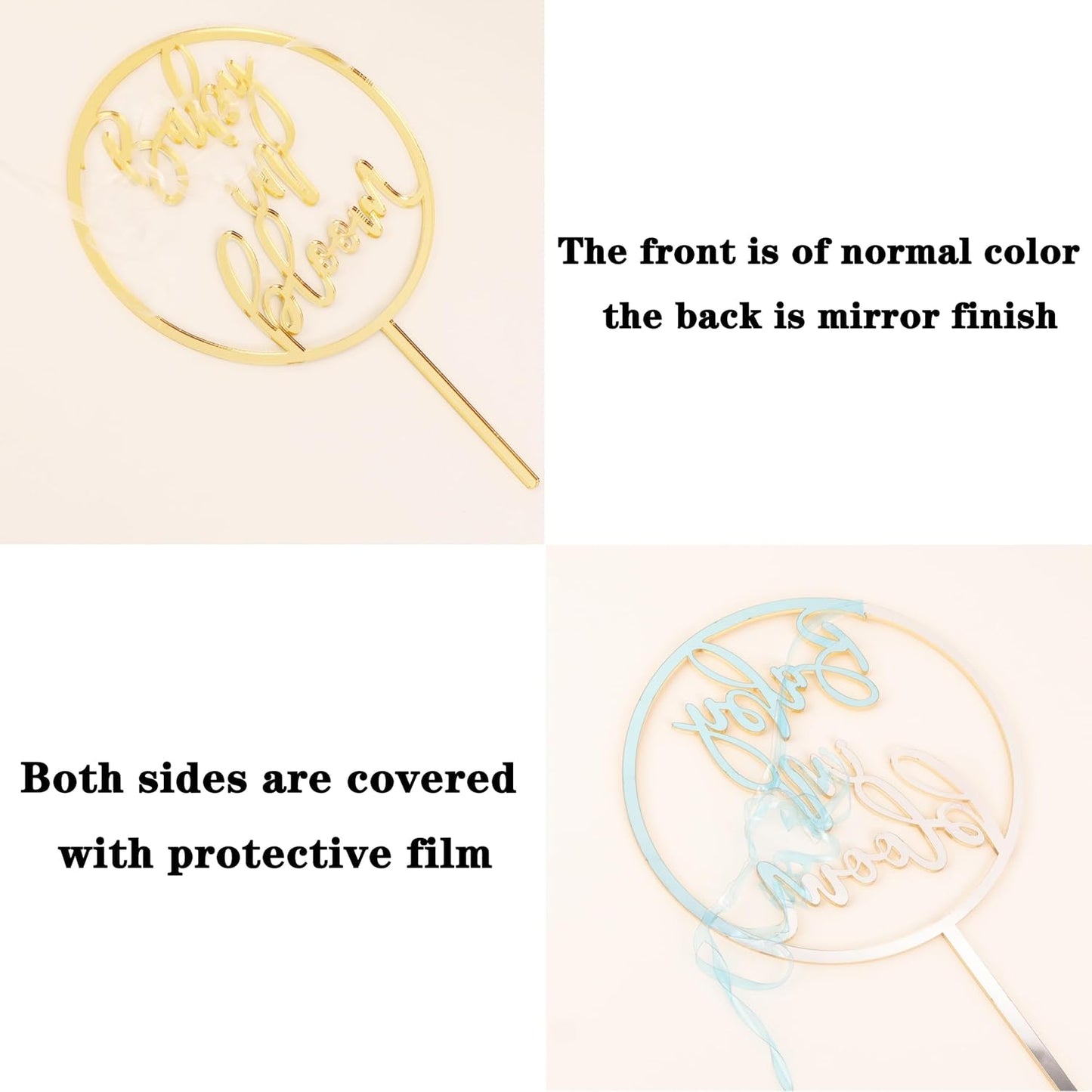 Mr and Mrs Cake Topper - Glitter Black Acrylic Wedding Cake Decorations, Bride and Groom Cake Pick (Black)